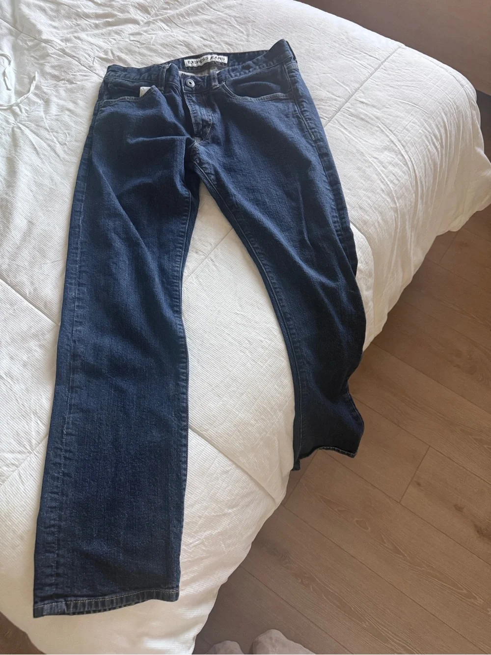 Express Men's Straight-Leg Jeans in Dark Blue